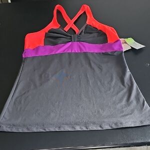 Coral, Purple & Black Athletic Tank Top